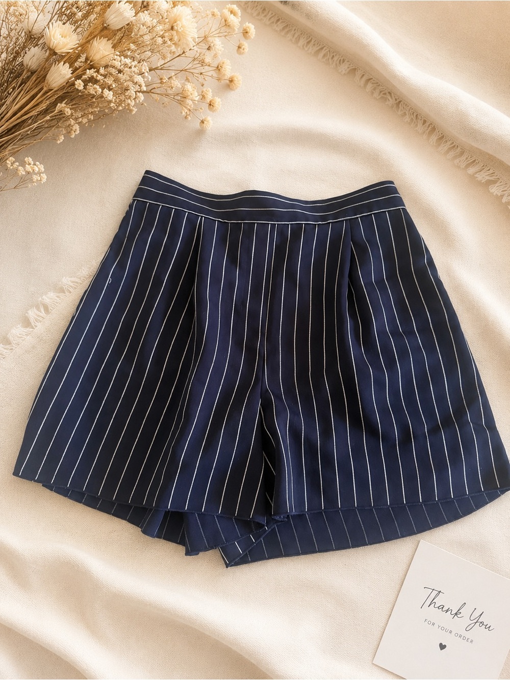 Aritzia Babaton Navy Pinstripe High-Waist Skort